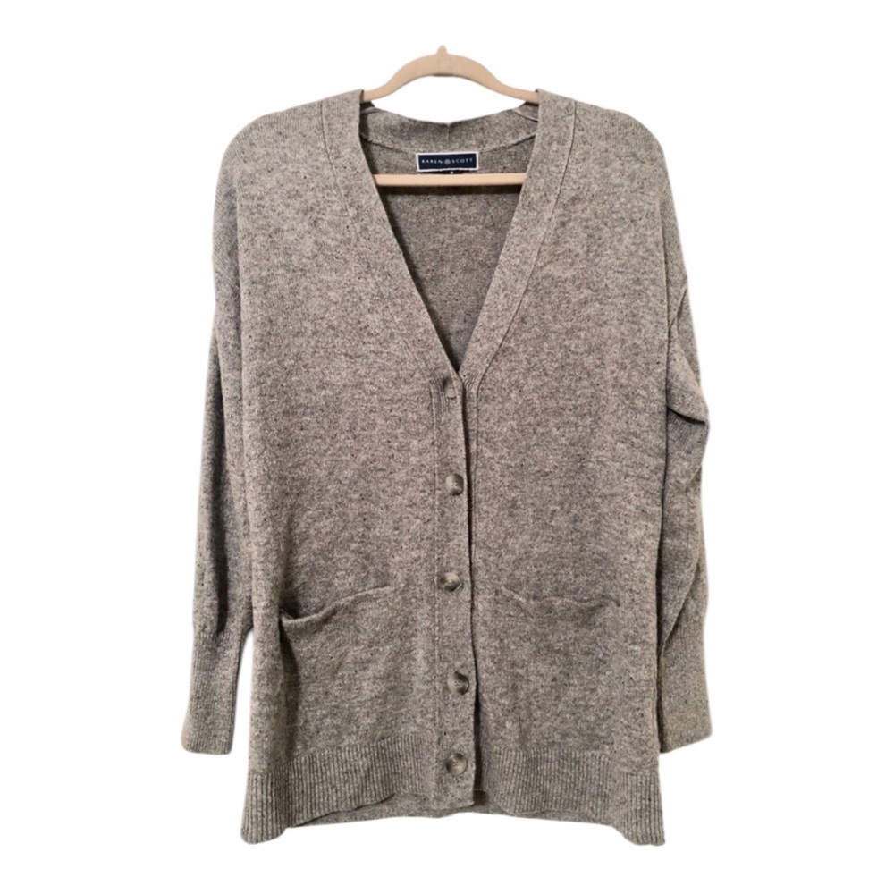 Karen Scott Gray Speckled Cardigan Size M